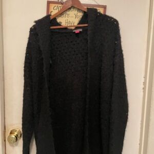 Vince Camuto open weave hooded cardigan